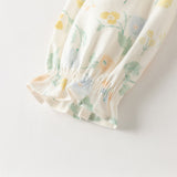 Dave&Bella Toddler Girls Sweet Floral Print Beige Breathable Cotton A-line Dress