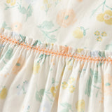 Dave&Bella Toddler Girls Sweet Floral Print Beige Breathable Cotton A-line Dress
