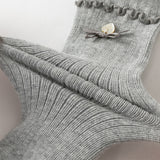 Dave&Bella Kids Girls Grey/Beige Cute Bow Slim Stretchable Footed Tights