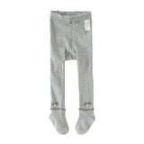 Dave&Bella Kids Girls Grey/Beige Cute Bow Slim Stretchable Footed Tights
