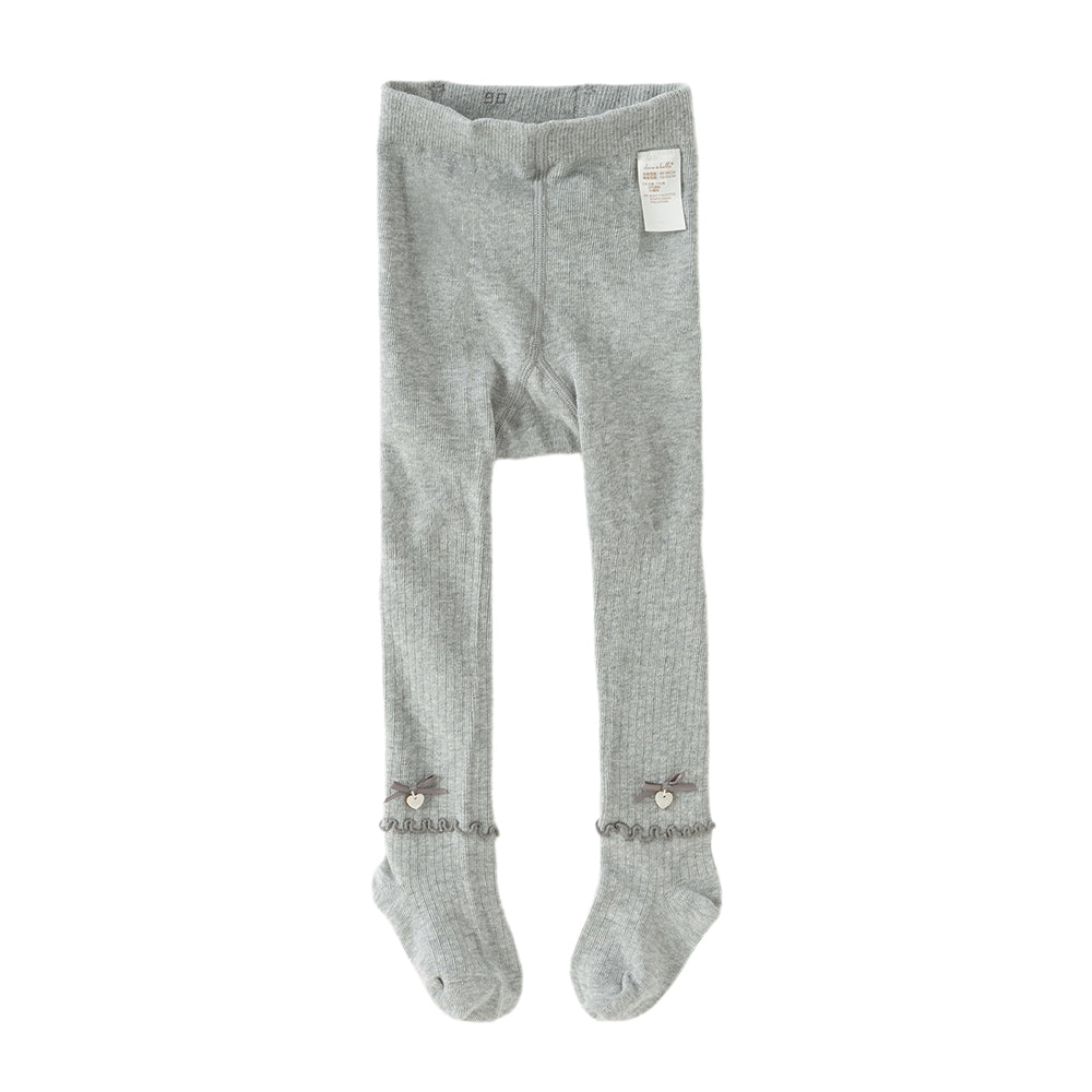 Dave&Bella Kids Girls Grey/Beige Cute Bow Slim Stretchable Footed Tights Leggings