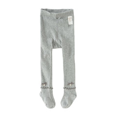 Dave&Bella Kids Girls Grey/Beige Cute Bow Slim Stretchable Footed Tights Leggings