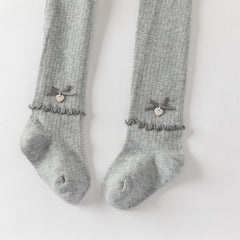 Dave&Bella Kids Girls Grey/Beige Cute Bow Slim Stretchable Footed Tights Leggings