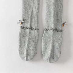 Dave&Bella Kids Girls Grey/Beige Cute Bow Slim Stretchable Footed Tights Leggings