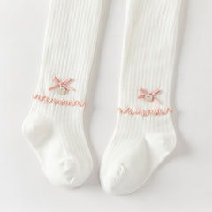 Dave&Bella Kids Girls Grey/Beige Cute Bow Slim Stretchable Footed Tights Leggings