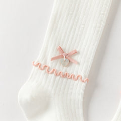 Dave&Bella Kids Girls Grey/Beige Cute Bow Slim Stretchable Footed Tights Leggings