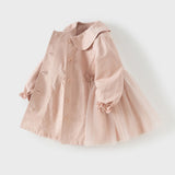Dave&Bella Toddler Girls Sweet Pink Doll Collar Long Sleeve Mid-length Coats