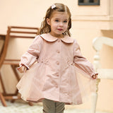 Dave&Bella Toddler Girls Sweet Pink Doll Collar Long Sleeve Mid-length Coats