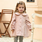 Dave&Bella Toddler Girls Sweet Pink Doll Collar Long Sleeve Mid-length Coats