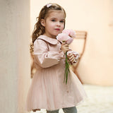 Dave&Bella Toddler Girls Sweet Pink Doll Collar Long Sleeve Mid-length Coats