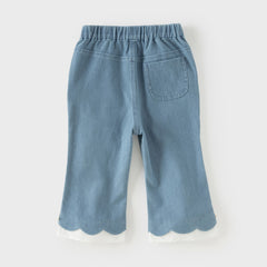 Dave&Bella Toddler Girls Fashion Denim Blue Straight-leg Casual Jeans