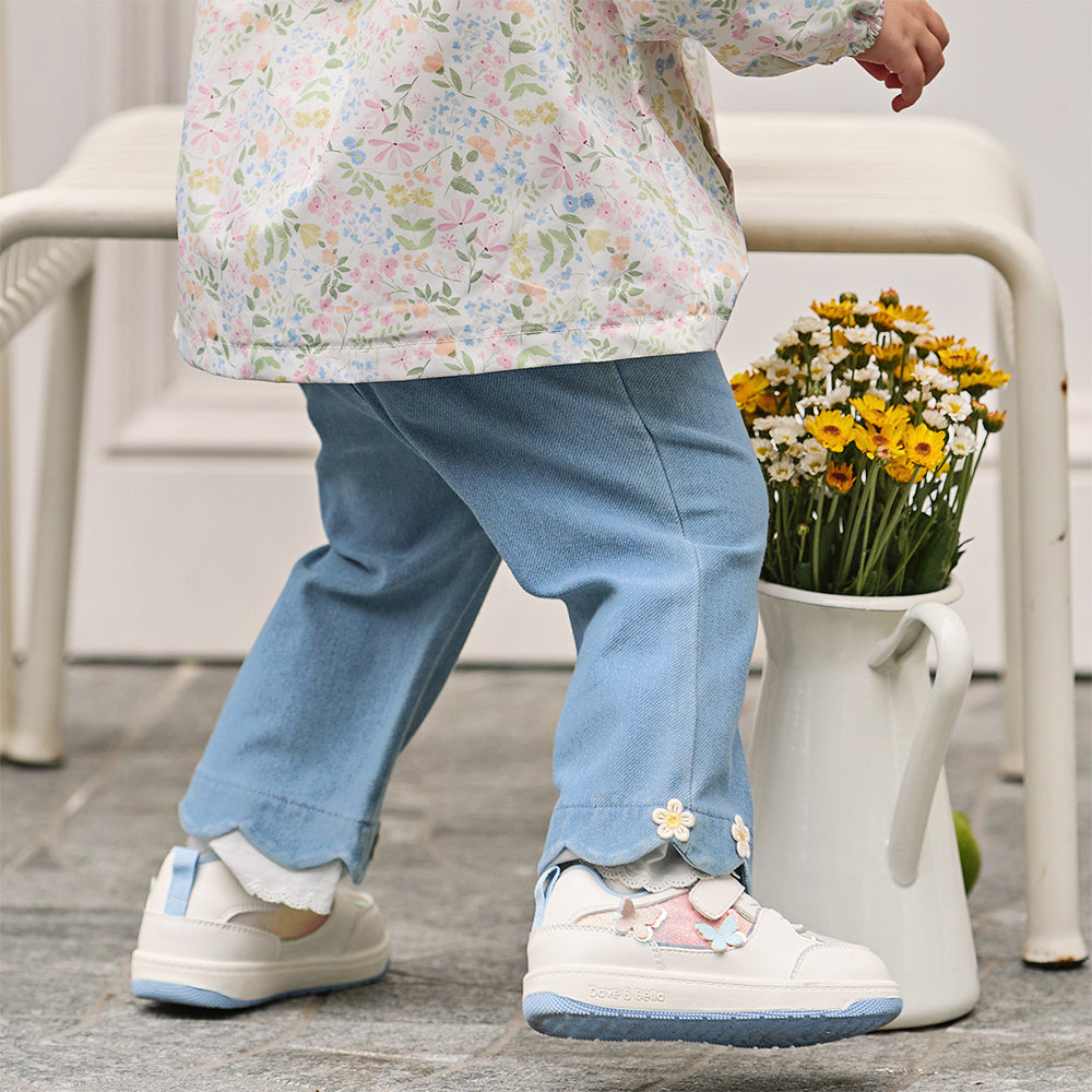 Dave&Bella Toddler Girls Fashion Denim Blue Straight-leg Casual Jeans
