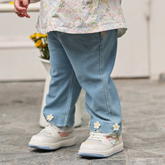 Dave&Bella Toddler Girls Fashion Denim Blue Straight-leg Casual Jeans