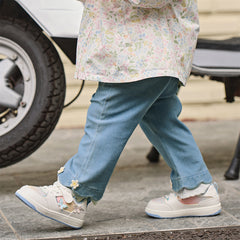 Dave&Bella Toddler Girls Fashion Denim Blue Straight-leg Casual Jeans