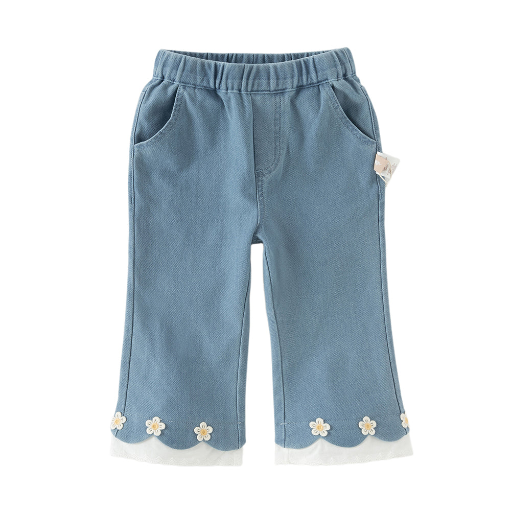 Dave&Bella Toddler Girls Fashion Denim Blue Straight-leg Casual Jeans