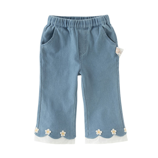 Dave&Bella Toddler GirlsFashion Denim Blue Straight-leg Jeans