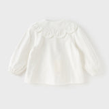 Dave&Bella Toddler Girls Cute Pink/Beige Flower Embroidery Cotton  Blouse