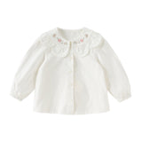 Dave&Bella Toddler Girls Cute Pink/Beige Flower Embroidery Cotton  Blouse