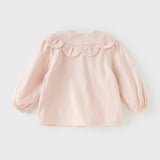 Dave&Bella Toddler Girls Cute Pink/Beige Flower Embroidery Cotton  Blouse
