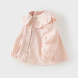 Dave&Bella Toddler Girls Cute Pink/Beige Flower Embroidery Cotton  Blouse