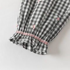 Dave&Bella Toddler Girls Classic Black White Plaid Soft Cotton Drawstring Pants