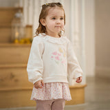 Dave&Bella Toddler Girls Cute Beige Long Sleeve Dress-style Sweatshirts