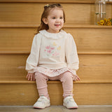 Dave&Bella Toddler Girls Cute Beige Long Sleeve Dress-style Sweatshirts