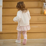 Dave&Bella Toddler Girls Cute Beige Long Sleeve Dress-style Sweatshirts