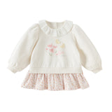 Dave&Bella Toddler Girls Cute Beige Long Sleeve Dress-style Sweatshirts