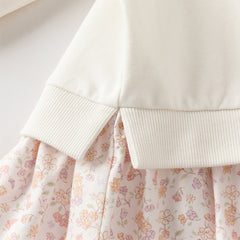 Dave&Bella Toddler Girls Cute Beige Long Sleeve Dress-style Sweatshirts