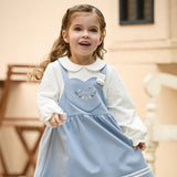 Dave&Bella Toddler Girls Casual Grey Blue Doll Collar Fake-two-piece A-line Party Dress