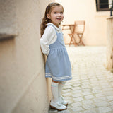 Dave&Bella Toddler Girls Casual Grey Blue Doll Collar Fake-two-piece A-line Party Dress