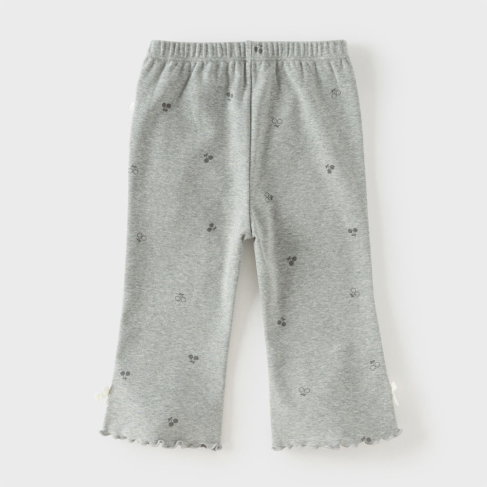 Dave&Bella Toddler Girls Beige/Grey Print Straight-leg Lightweight Pants