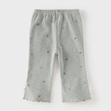 Dave&Bella Toddler Girls Beige/Grey Print Straight-leg Lightweight Pants