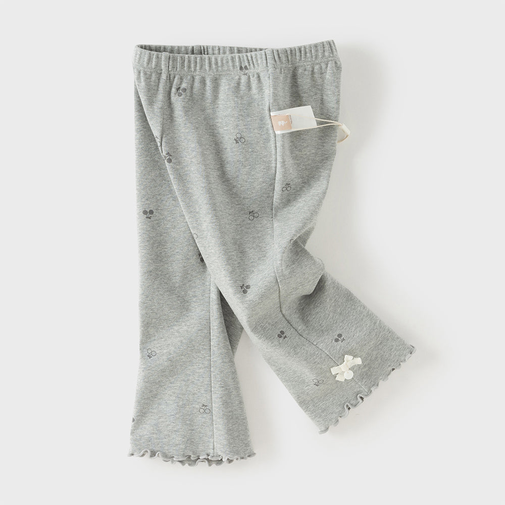 Dave&Bella Toddler Girls Beige/Grey Print Straight-leg Lightweight Pants