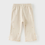 Dave&Bella Toddler Girls Beige/Grey Print Straight-leg Lightweight Pants