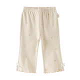 Dave&Bella Toddler Girls Beige/Grey Print Straight-leg Lightweight Pants