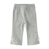 Dave&Bella Toddler Girls Beige/Grey Print Straight-leg Lightweight Pants
