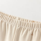 Dave&Bella Toddler Girls Beige/Grey Print Straight-leg Lightweight Pants