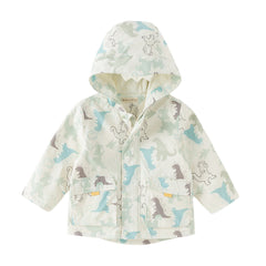 Dave&Bella Toddler Boys Playful Dinosaur Print Outwear Hooded Jackets