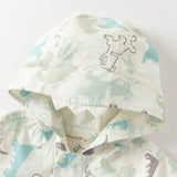 Dave&Bella Toddler Boys Playful Dinosaur Print Outwear Hooded Jackets