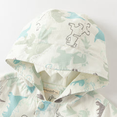 Dave&Bella Toddler Boys Playful Dinosaur Print Outwear Hooded Jackets