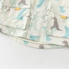 Dave&Bella Toddler Boys Playful Dinosaur Print Outwear Hooded Jackets