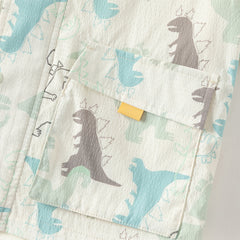 Dave&Bella Toddler Boys Playful Dinosaur Print Outwear Hooded Jackets