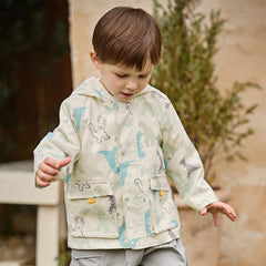 Dave&Bella Toddler Boys Playful Dinosaur Print Outwear Hooded Jackets