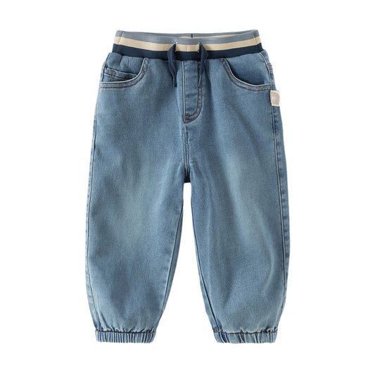 Dave&Bella Toddler Boys Fashion Denim Blue Loose Comfortable Jeans