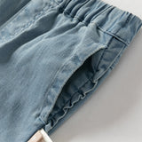 Dave&Bella Toddler Girls Casual Denim Blue Wide Straight-leg Jeans