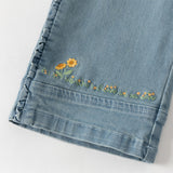 Dave&Bella Toddler Girls Casual Denim Blue Wide Straight-leg Jeans