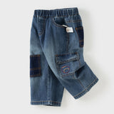 Dave&Bella Toddler Boys Fashion Denim Blue Straight-leg Wide Jeans