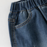 Dave&Bella Toddler Boys Fashion Denim Blue Straight-leg Wide Jeans